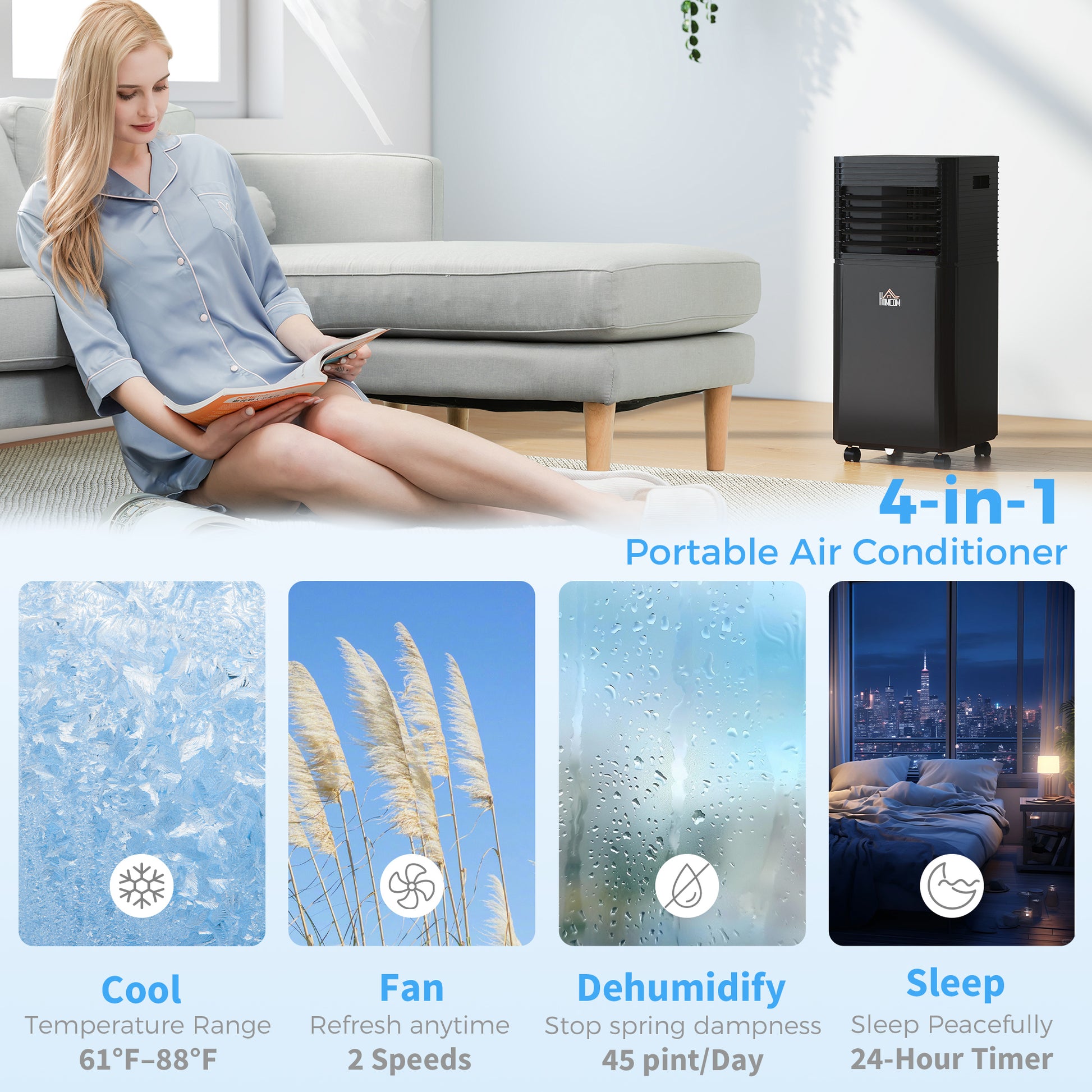 Climatiseur portable 8000 BTU MalinShop - panneau de contrôle LED