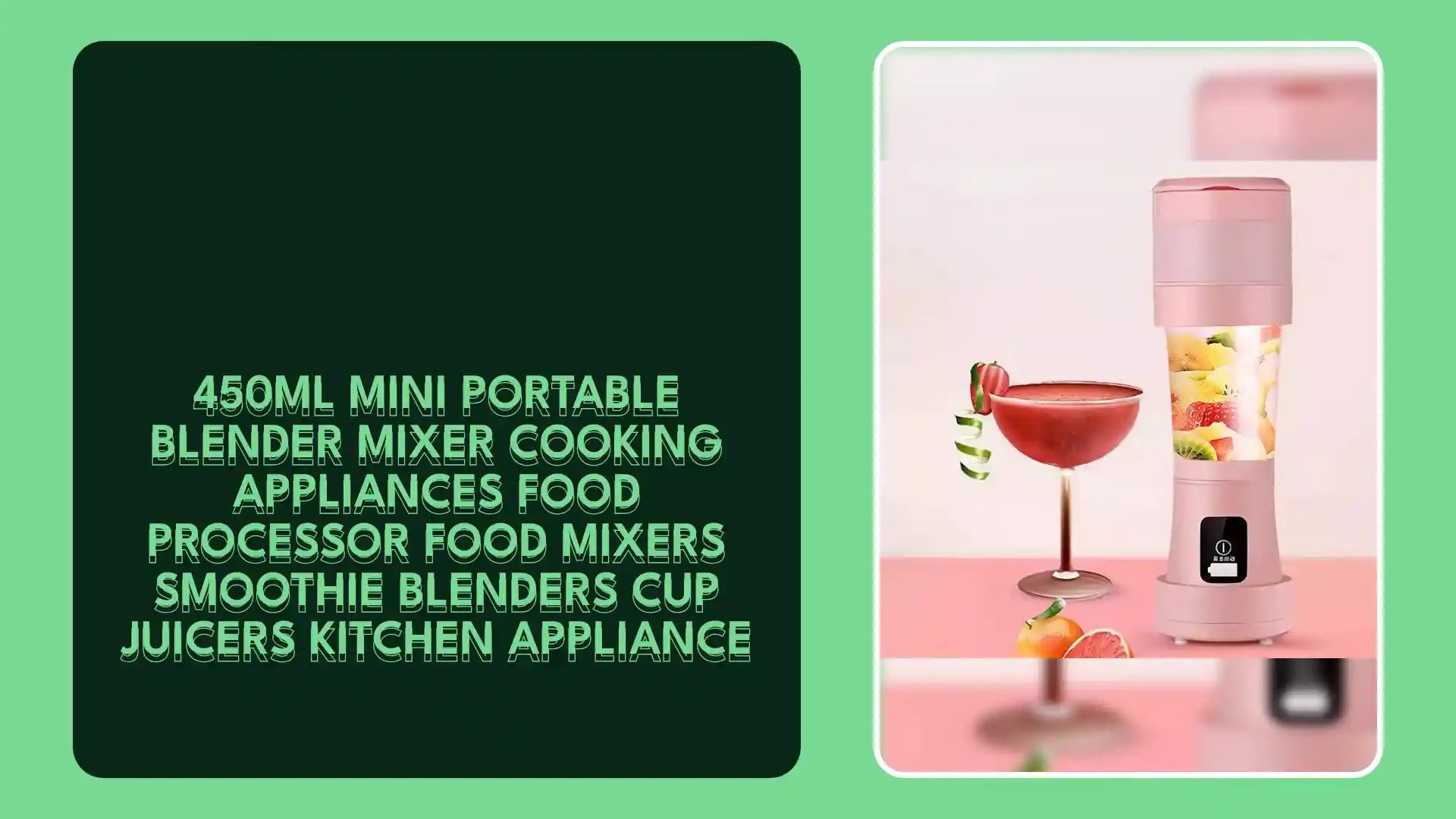 450ML Mini Portable Blender Mixer Cooking Appliances Food Processor Food Mixers Smoothie Blenders Cup Juicers Kitchen Appliance by@Outfy
